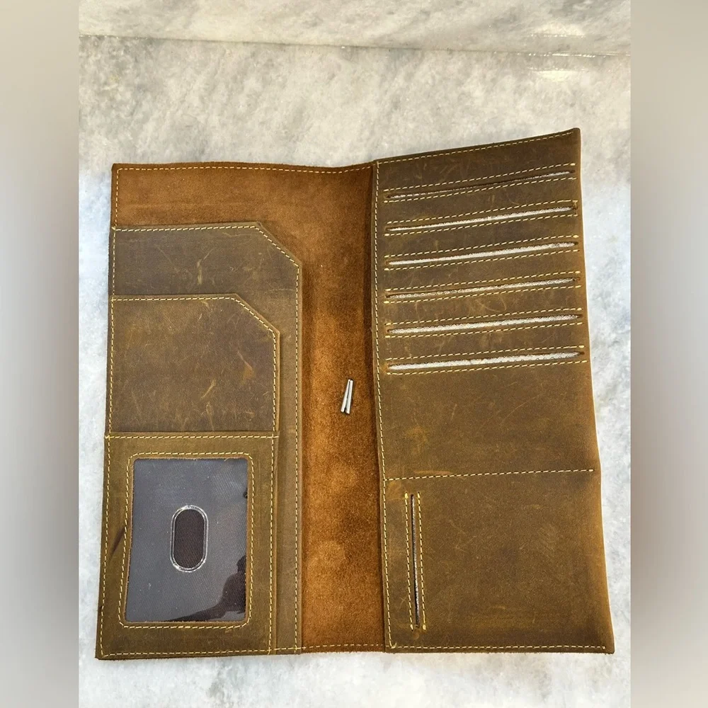 WANDERINGS Genuine Leather Passport Wallet with RFID Blocking for Men or Women